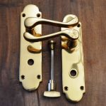 Victorian Scroll Solid Polished Brass Door Handles for Bathroom  (JV250BPB)